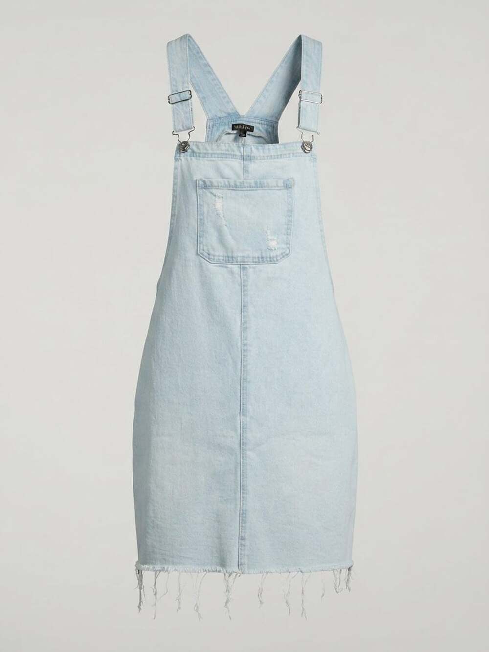 Wild Fable Women's Light Wash Distressed Denim Overall Mini Dress large